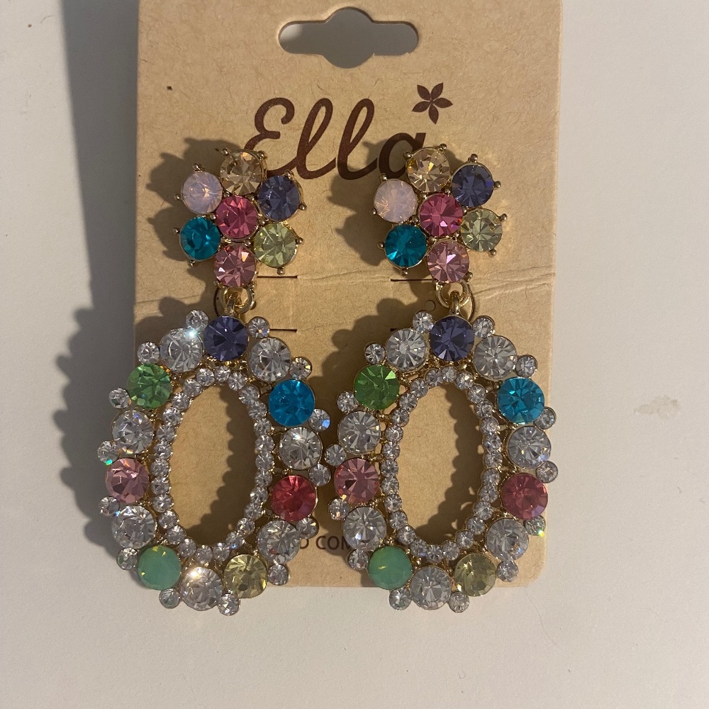 Statement Earrings Sparkly multicored Large
